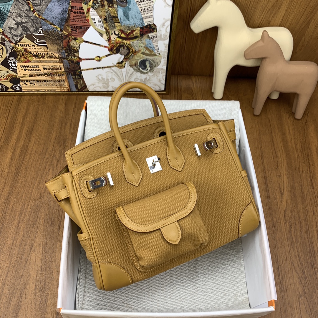 Hermes Cargo Birkin 25CM Limited Edition Canvas Handbag Sesame